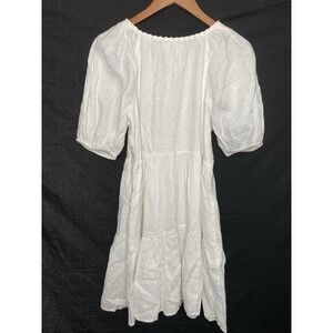 Lilly Pulitzer Mini Dress Charlet Resort‎ White Linen Tiered Size 8 Cottage Boho